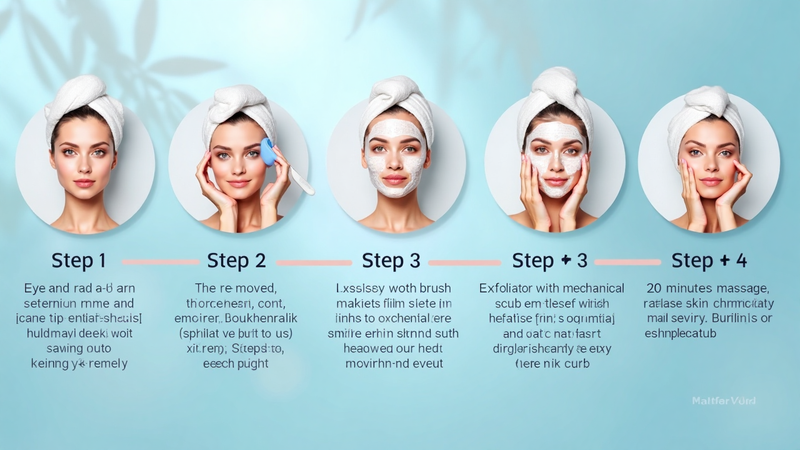 Déroulement des 5 étapes (démaquillage, gommage, masque, modelage, maquillage)